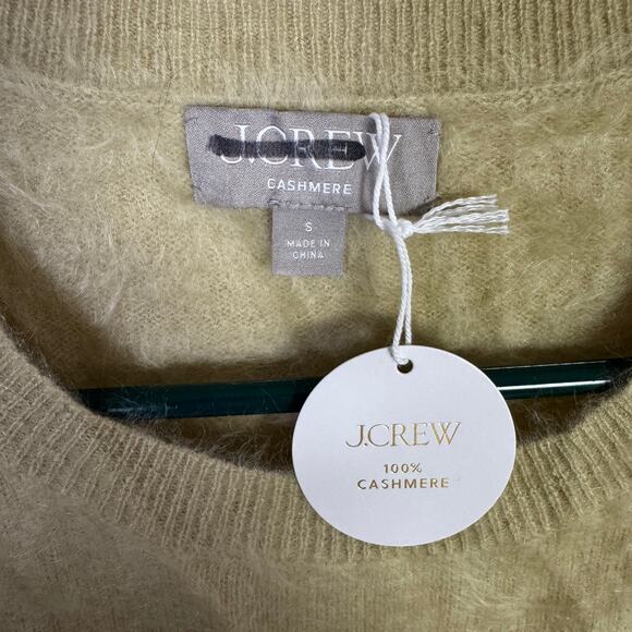 J.Crew Brushed Cashmere Sweater T-Shirt S Tan Crew Neck Short Sleeve Soft Fuzzy - Picture 3 of 6